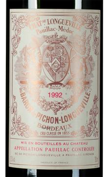 法国碧尚男爵1992原瓶进口红酒